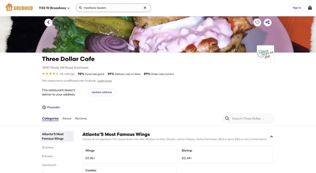 Three Dollar Cafe Order Online everymenuprices.com