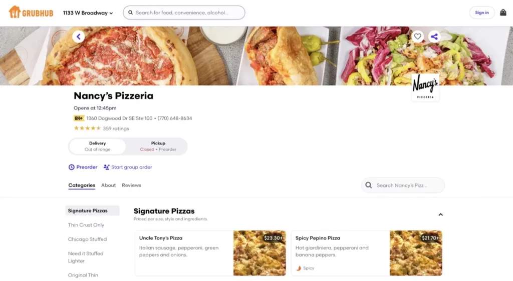 Nancy's Pizza Order Online everymenuprices.com