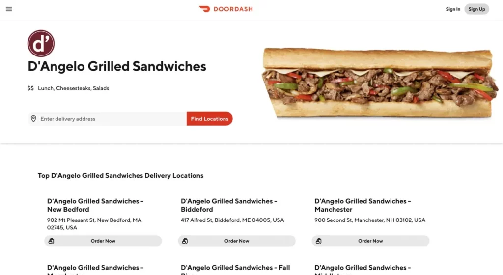 D'Angelo Grilled Sandwiches Order Online